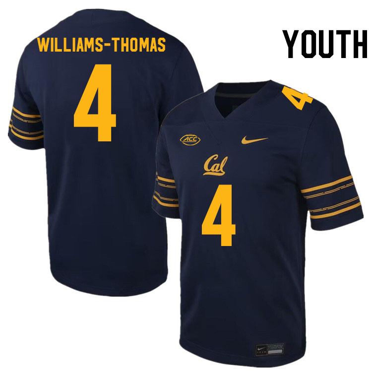 Youth #4 Justin Williams-Thomas California Golden Bears ACC Conference College Football Jerseys Stit